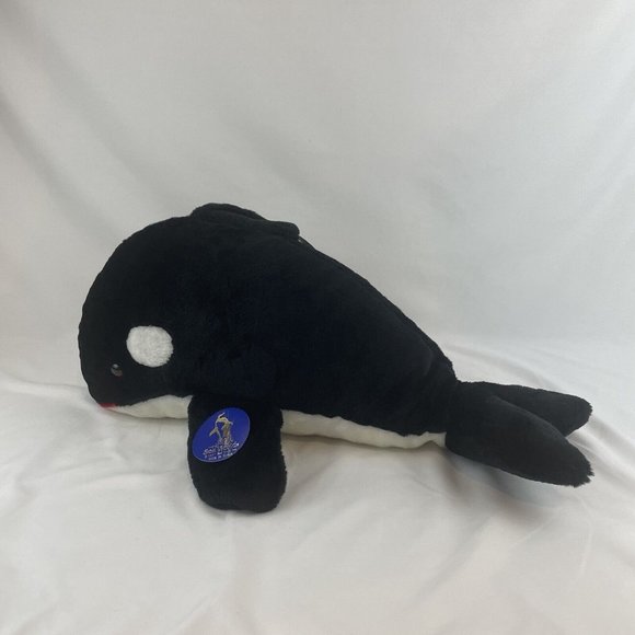 Vtg SeaWorld Orca Killer Whale And Calf 22” Plush Shamu Black Mom & Baby RARE - Picture 2 of 8